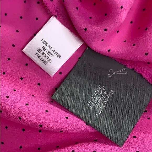 Dana Buchman Barbie Pink Polka Dot Front Knot blouse long sleeve medium blouse - Picture 8 of 8